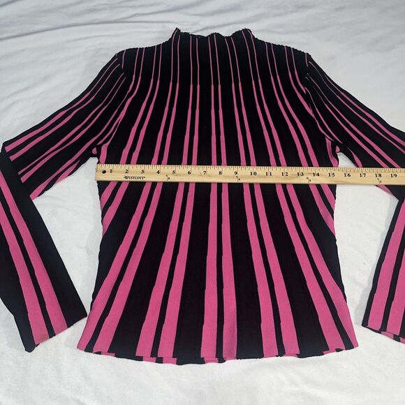 Cyrus Black Pink Mock Neck Long Sleeve Blouse M Medium Y2K - Picture 6 of 11